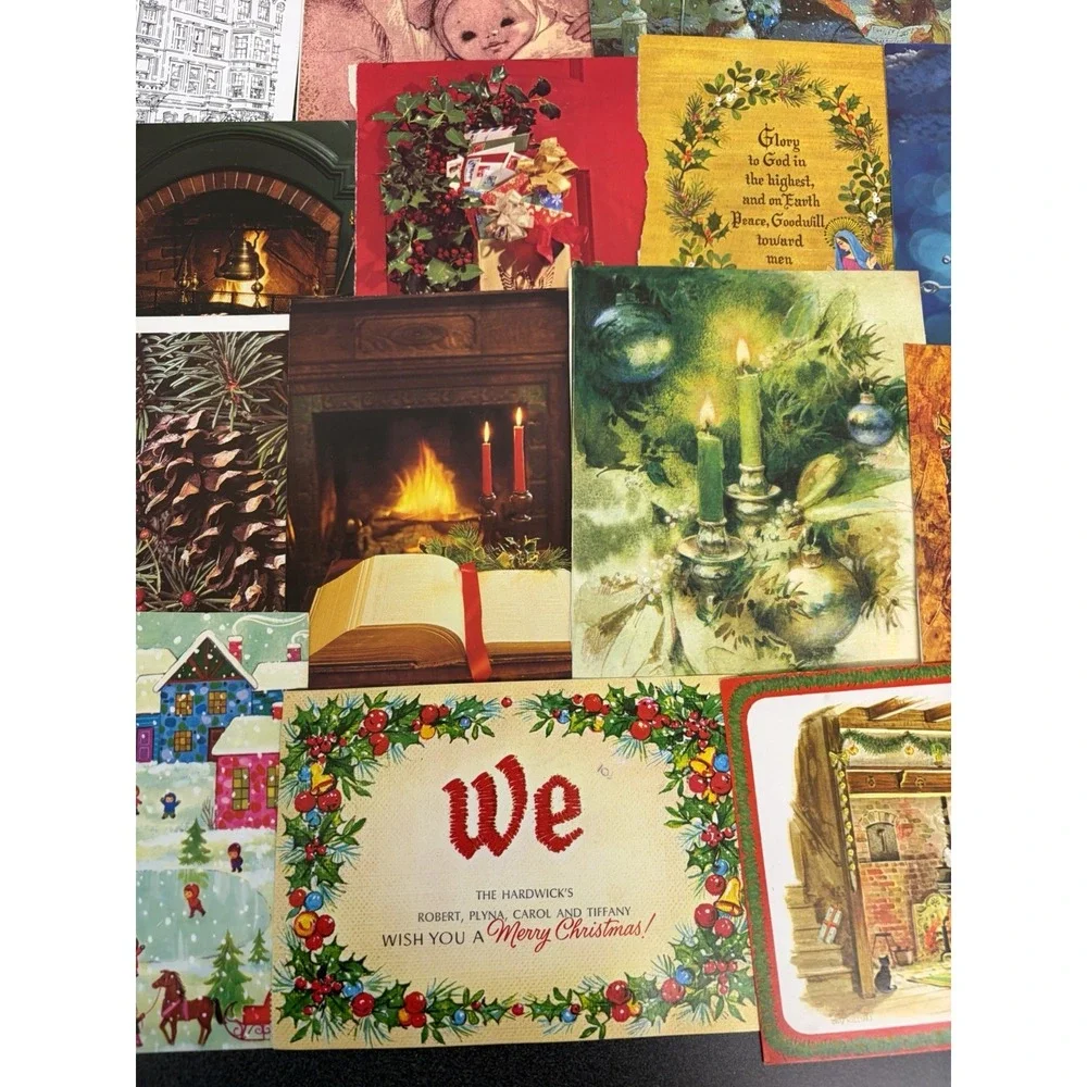 Vintage Christmas Cards Fronts ONLY Traditional Scrapbooking Decoupage Lot 50+